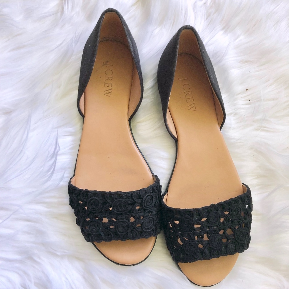Jcrew Morgan Eyelet Peep Toe Flats